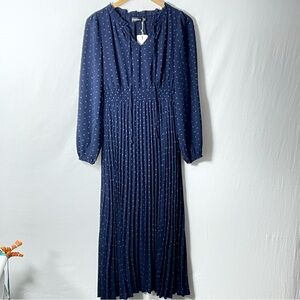Merokeety Navy Blue Long Sleeve Maxi Business Dress Small